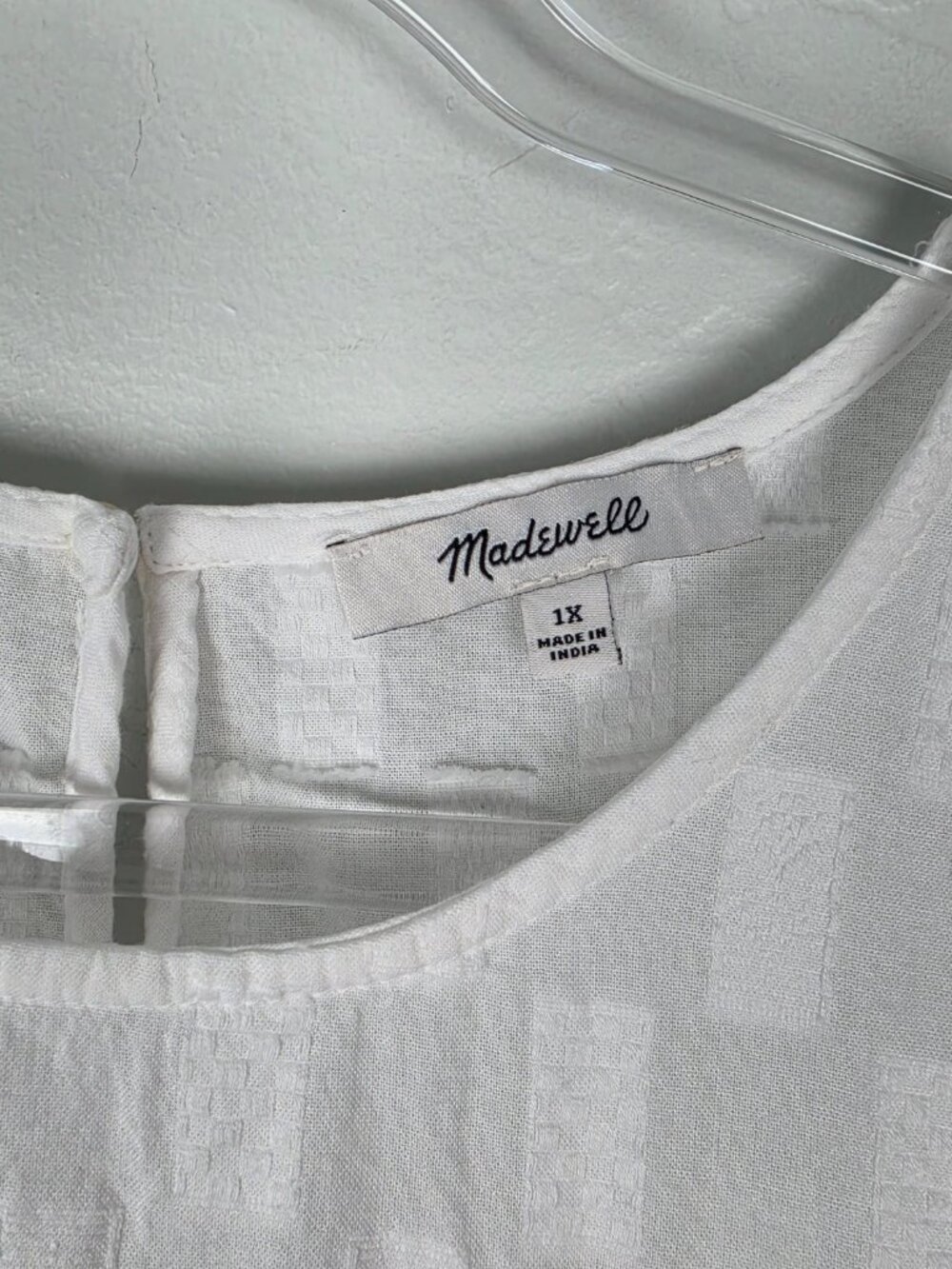 Madewell Medford Top Jacquard Short Sleeve Textured Peplum Blouse White Size 1X - Picture 13 of 13